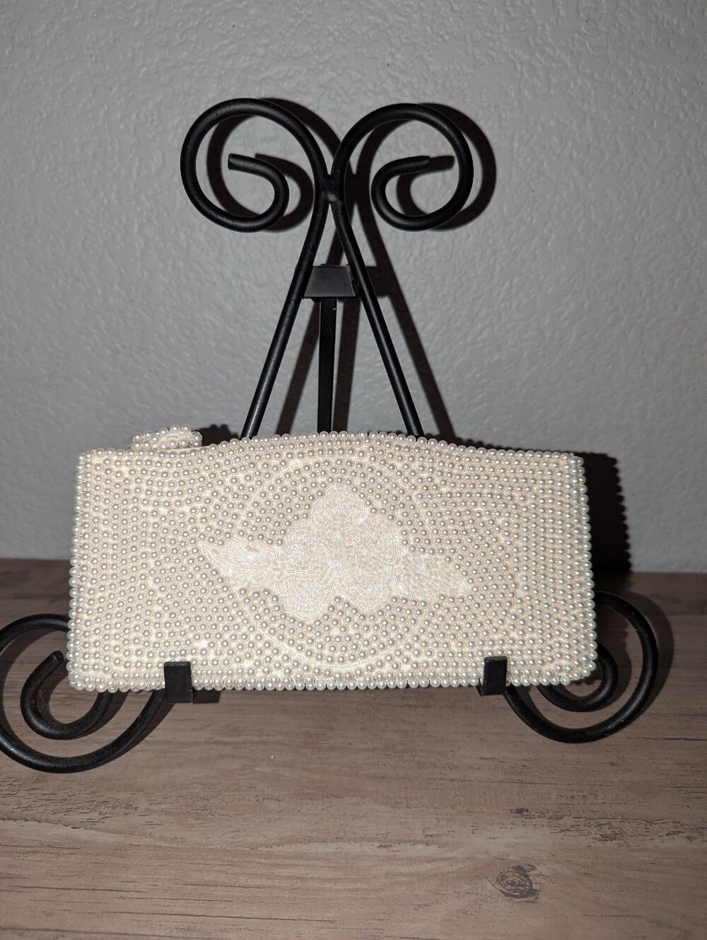Vintage Bon Soir Pearl Beaded Clutch Made in Japan